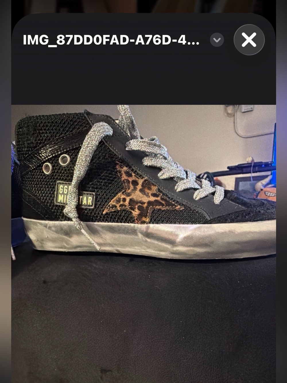 *Authenticated*Golden Goose Deep Blue Mid-Star Sneaker with Leopard star - Picture 4 of 17